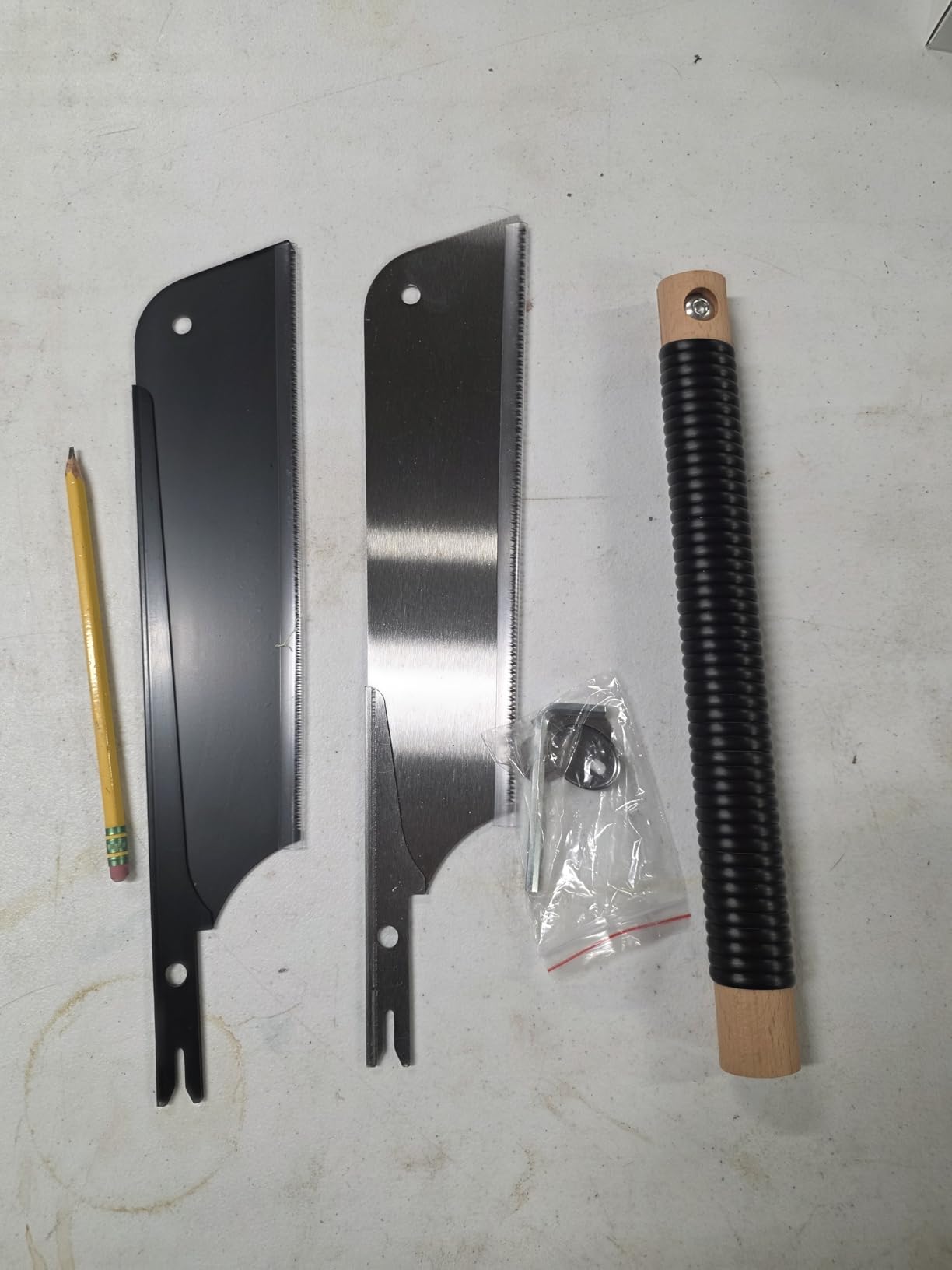 Clarke Brothers Japanese style Pull Saw Set of 2 - Kataba & Dozuki 10 Inch Blades with 1 Rattan Wooden Handle - Silver and Black Steel Blades, 14 TPI & 21 TPI - Woodworking Hand Saw Kit customer photo 1