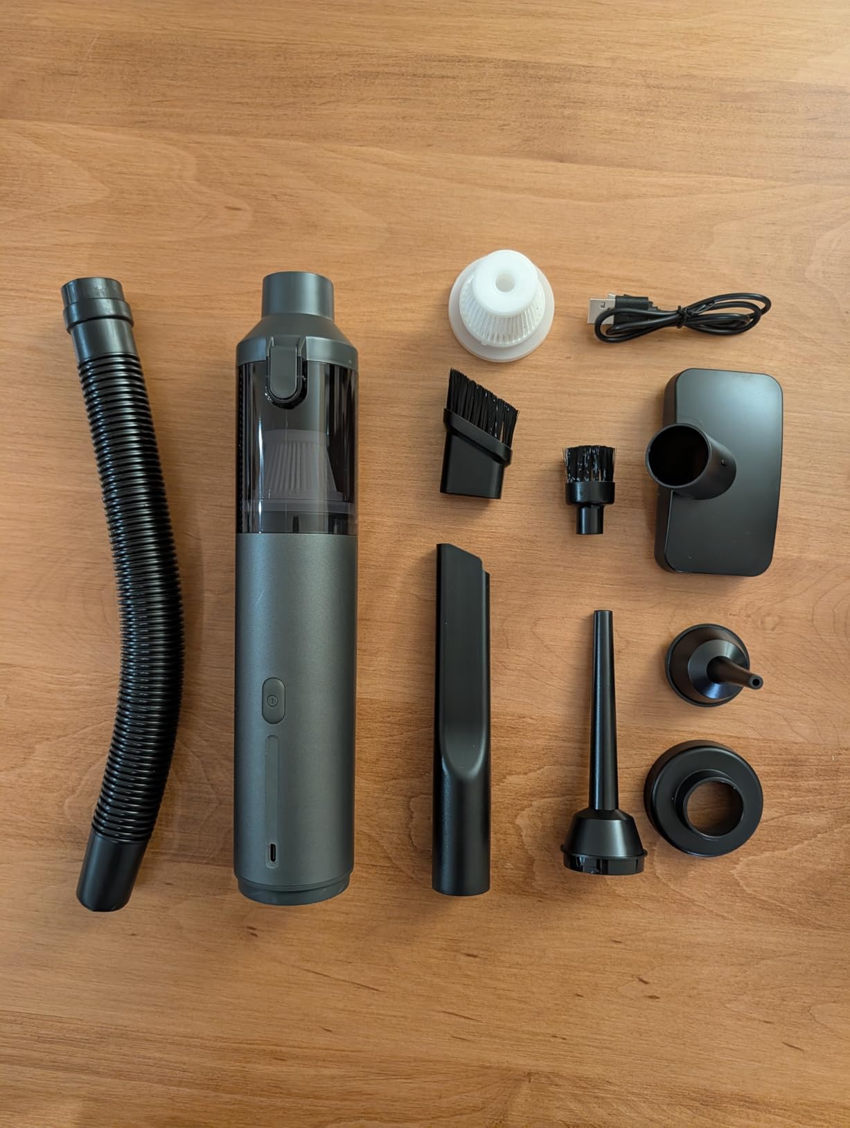 Car Vacuum Portable Cordless Handheld Vacuum Cleaner 4-in-1 Mini Cordless Vacuum with 2 Suction Modes and 16800pa Suction Power Blowing & Inflating 2 Modes Handheld Vacuum for Car, Desk, Keyboards customer photo 1