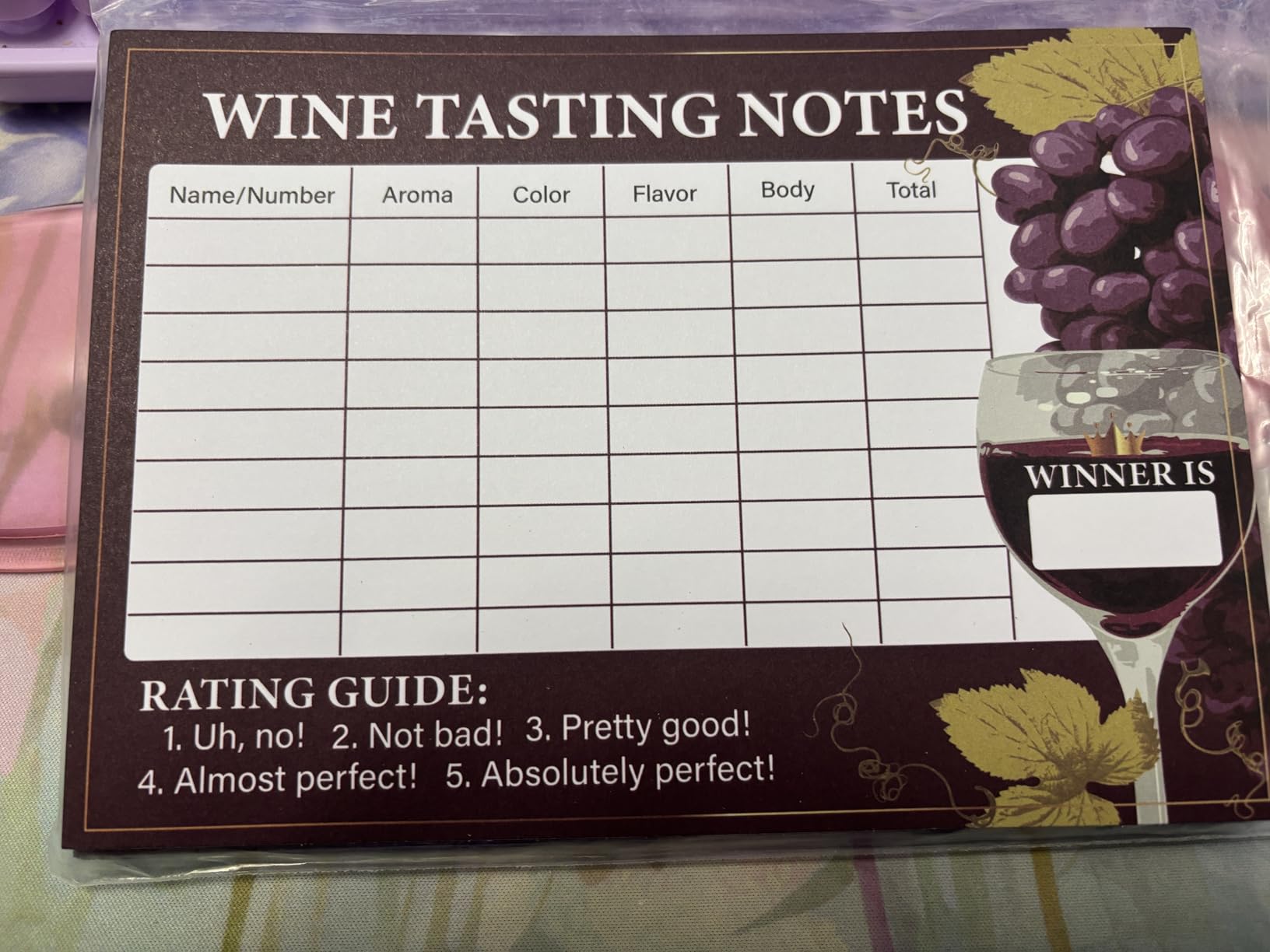 30pcs Wine Tasting Scorecards, Blind Tasting Note Sheets Rating Score Card Vintage Essentials for Wine Enthusiasts & Themed Parties Decorations Supplies customer photo 1