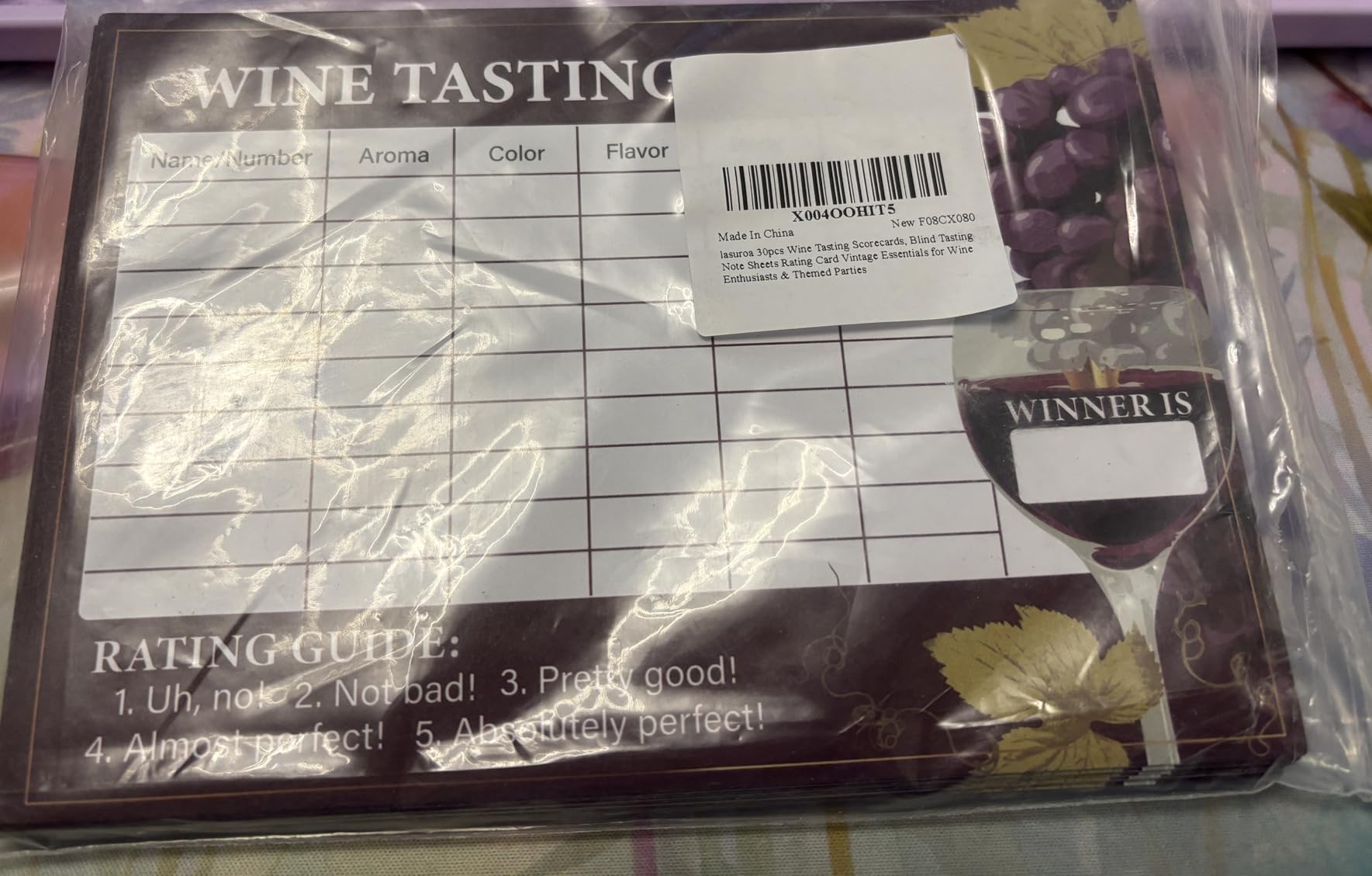 30pcs Wine Tasting Scorecards, Blind Tasting Note Sheets Rating Score Card Vintage Essentials for Wine Enthusiasts & Themed Parties Decorations Supplies customer photo 2