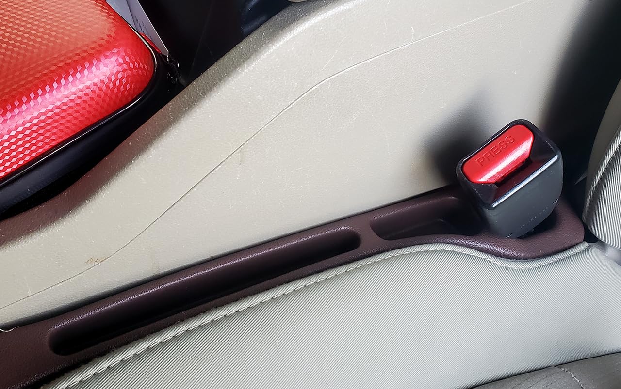 YLXGT Car Seat Gap Filler Organizer Universal for Car SUV Truck Accessories Seat Gap Plug Blocker with Storage Slot Black 2 Pack customer photo 2
