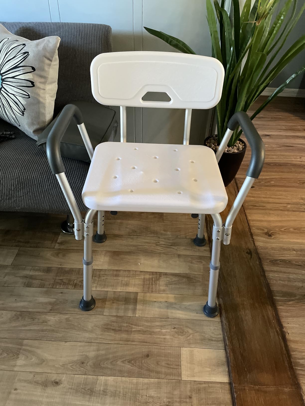 TABEKE Tub Transfer Bench for Bathtub, Tool Free Assembly Shower Chair with Backrest & Armrest, Height Adjustable Shower Bench, Shower Seat for Elderly and Disabled customer photo 1
