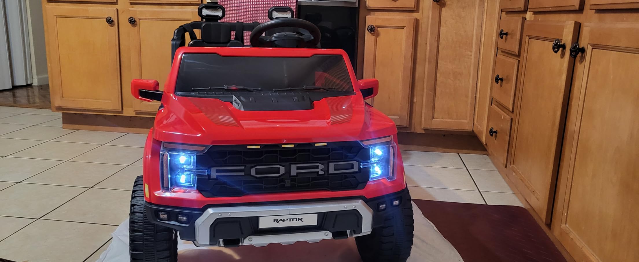First Ride On 24V Ride on Toys for Big Kids, Licensed Ford F-150 Raptor 2 Seater Kids Ride on Car w/Remote Control, Toddler Electric Car w/LED Lights, Bluetooth, Truck Bed Storage, Soft Start (Black) customer photo 1