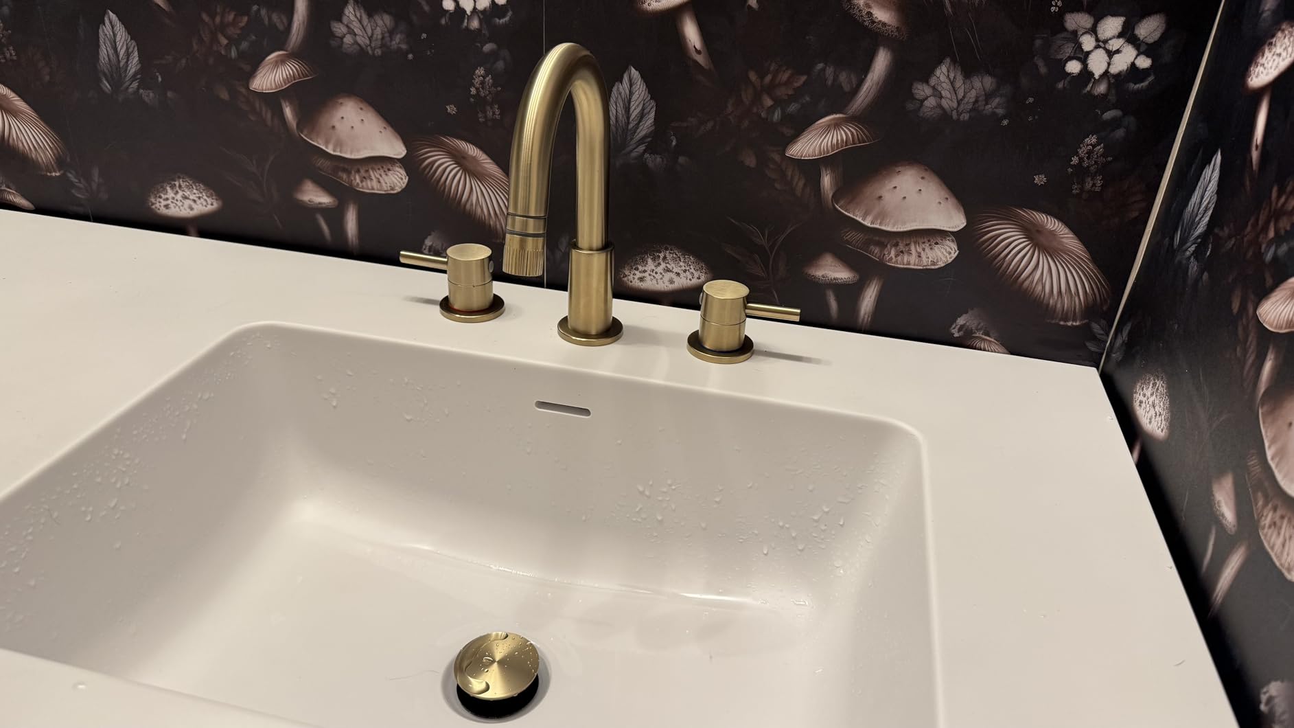 Bathroom Faucet 3 Hole, Brushed Nickel Bathroom Sink Faucet with Pop Up Drain, 8 inch Widespread Bathroom Faucet with 360° Swivel Spout, 2 Handle Vanity Faucet with Water Supply Hoses customer photo 1