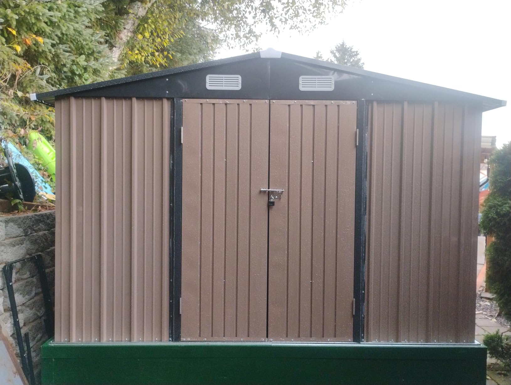 Aoxun 10 x 12FT Outdoor Storage Shed with Double Hinged Large Door Utility Garden Shed with Lockable Door & Sloped Roof Metal Sheds Outdoor Storage for Garden, Backyard, Patio and Backyard, Brown customer photo 1