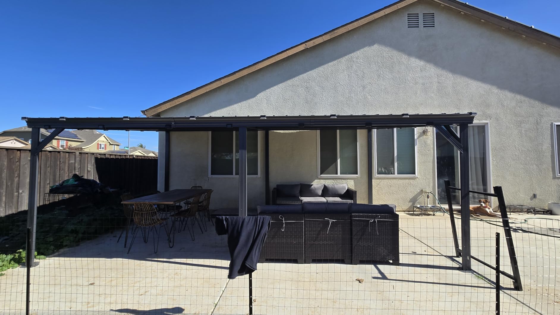 Domi 12' x 20' Lean to Gazebo, Wall Mounted Gazebos Pergola with Built in Drainage System, Galvanized Steel Roof, Hardtop Patio Shelter customer photo 2
