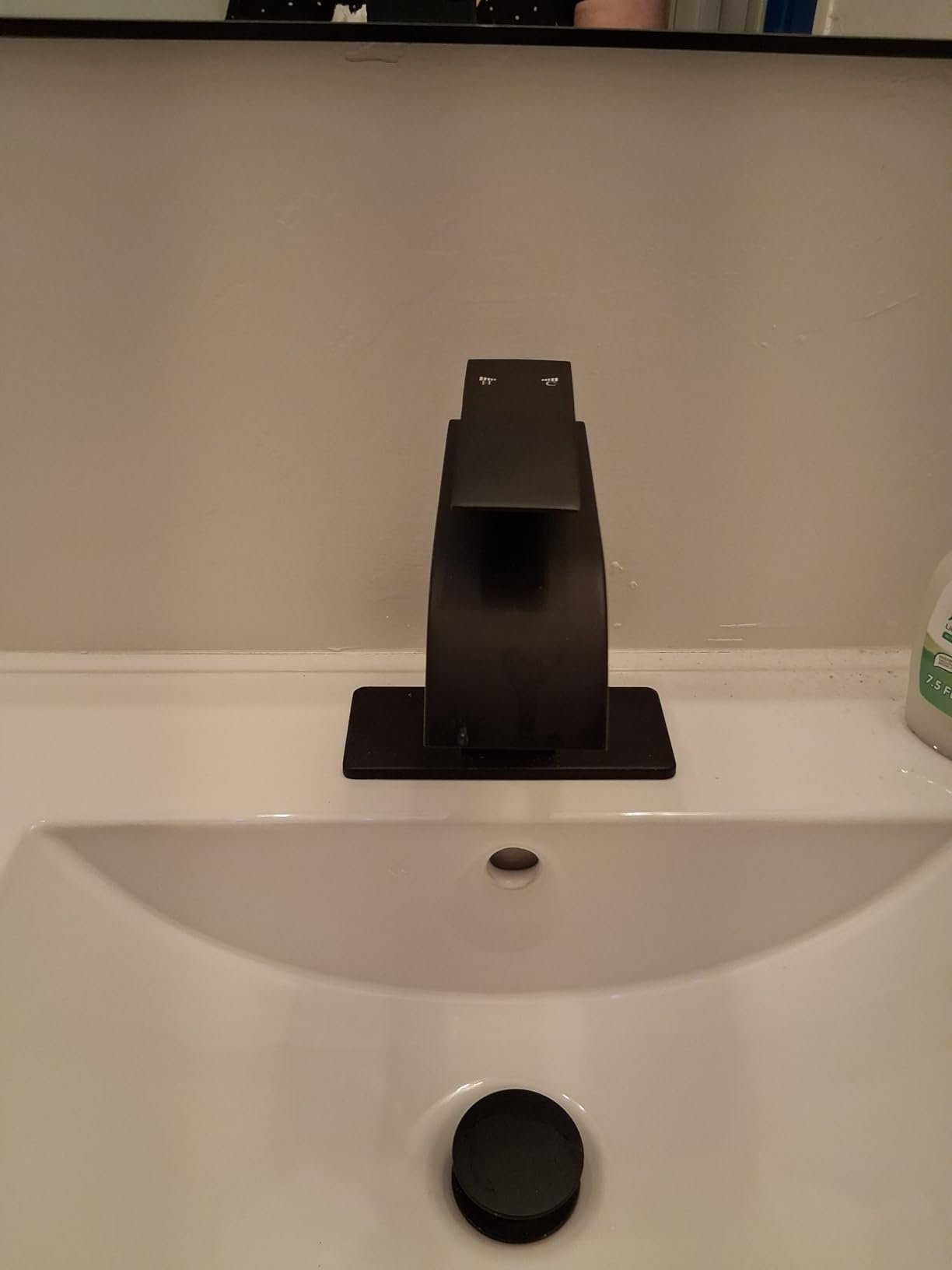 Matte Black Bathroom Faucets, Waterfall Bathroom Sink Faucet Modern Single Handle Bathroom Faucte 1 or 3 Hole, RV Mixer Tap Vanity Faucet - Includes Pop-up Drain Supply Hoses Deck Plate customer photo 1