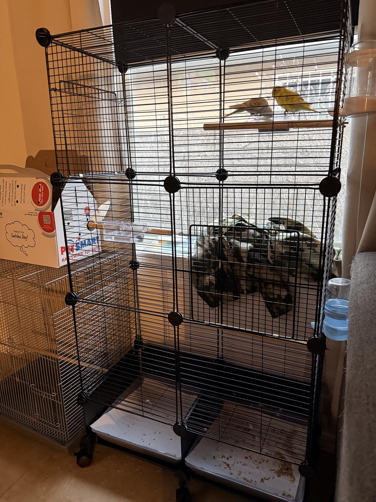 Upgraded Encrypted 46-Inch Bird Cage with Wooden Perches, Metal Parakeet Cage with Slide-Out Tray customer photo 1
