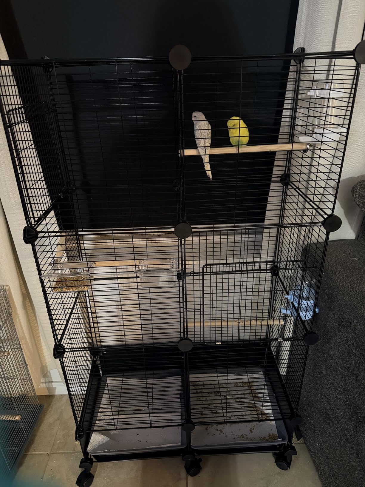 Upgraded Encrypted 46-Inch Bird Cage with Wooden Perches, Metal Parakeet Cage with Slide-Out Tray customer photo 2