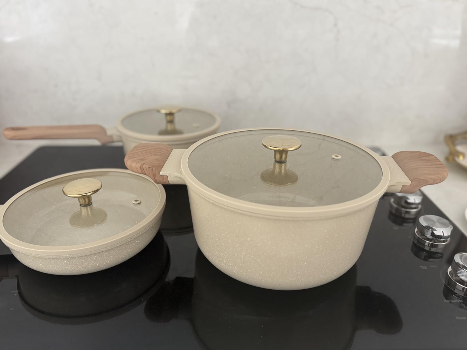 CAROTE 14Pcs Pots and Pans Set Non stick, Ceramic Cookware Set, Non-toxic Kitchen Cooking Set, PFAS and PFOA Free customer photo 1