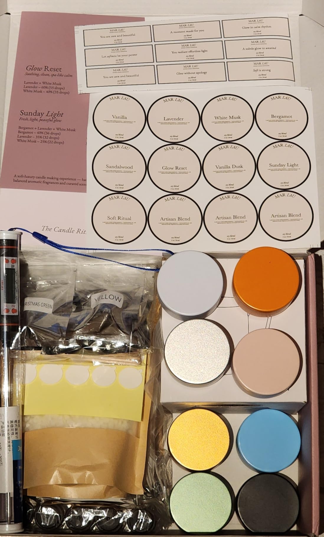 Mar Lau Luxe Soy Candle Making Kit for Adults - Complete Candle Making Supplies with Wax Melting Pot, Candle Wax for Candle Making, Craft Kits for Adults Women, Spa Fragrance Oils, Metal Tins & Tools customer photo 1