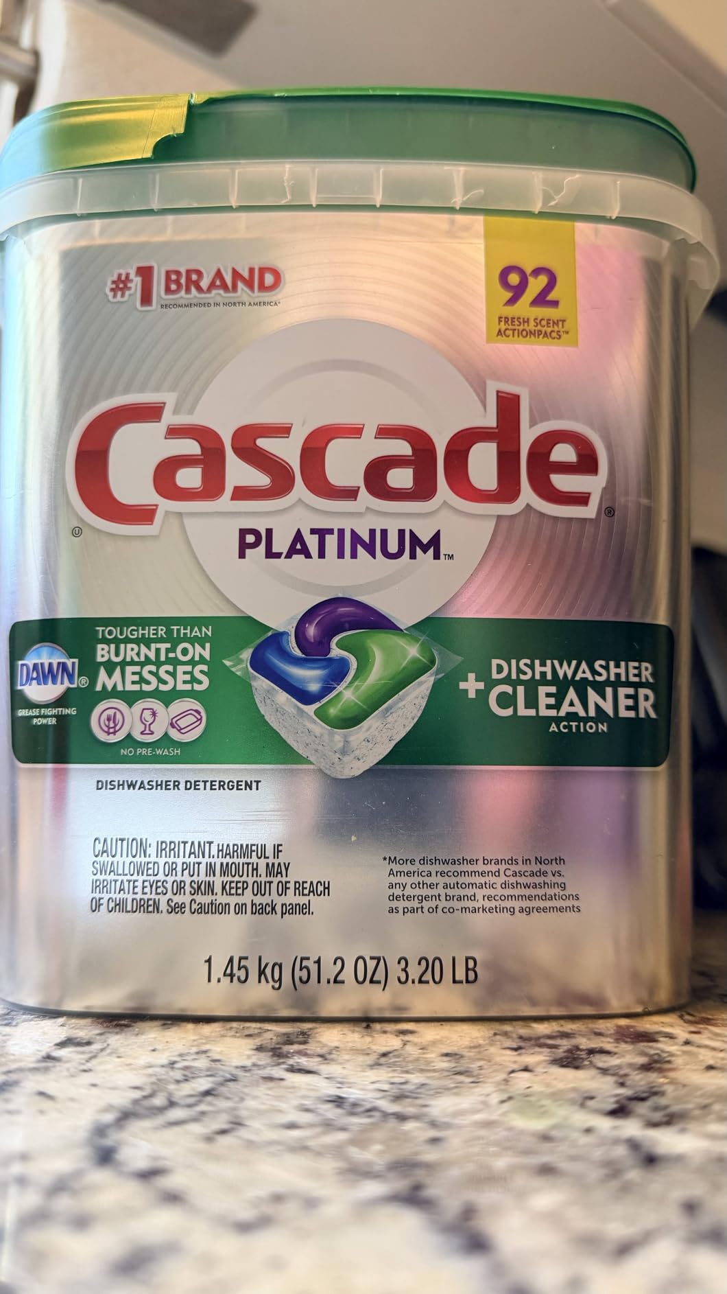 Cascade Platinum Plus Dishwasher Pods, Dish Detergent Soap, Clean Scent, 62 Count customer photo 1