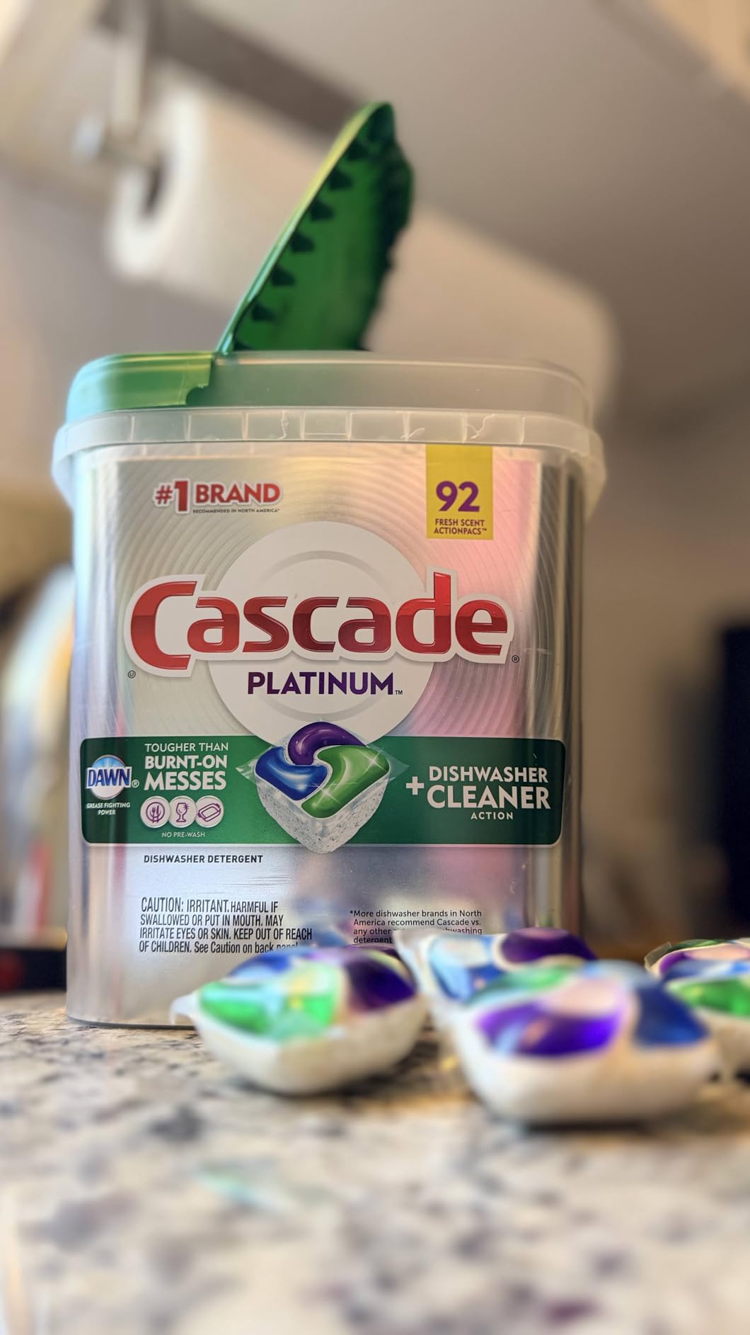 Cascade Platinum Plus Dishwasher Pods, Dish Detergent Soap, Clean Scent, 62 Count customer photo 2