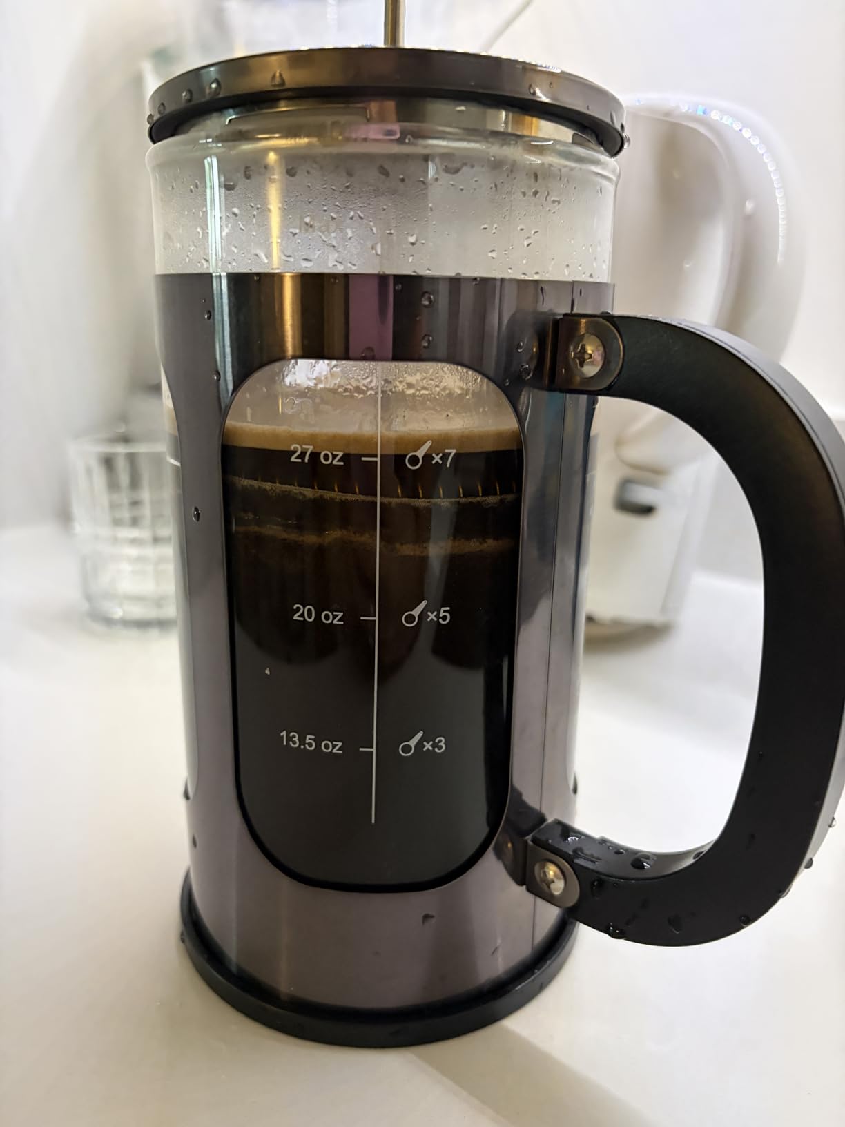Veken French Press Coffee Maker 21oz 0.6 L, Single Serve Small Pot, Heat Resistant Thickened Borosilicate Glass, Stainless Steel Brewer, Cold Brew Cafetera Teapot for Kitchen Travel Camping, Copper customer photo 2