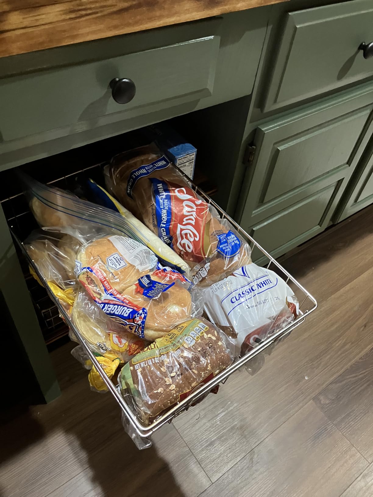 Pull out Cabinet Organizer, Stainless Steel 2-Pack Slide out Drawer with Silent Full-Extension Slides, Adhesive Roll out Can Spice Storage Basket Shelf Rack for Pantry, Kitchen, Bathroom, Home Closet customer photo 2