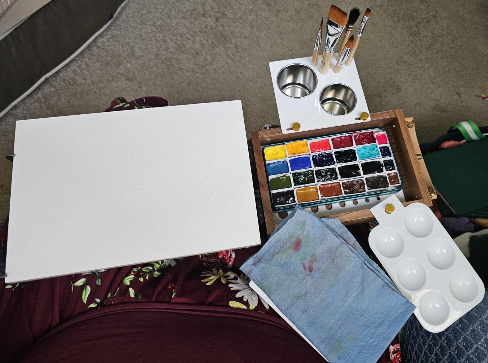 Portable Easel for Plein Air Painting Pochade Box with Smooth Surface, Adjust Wooden Tabletop Easel for Artist Student customer photo 1