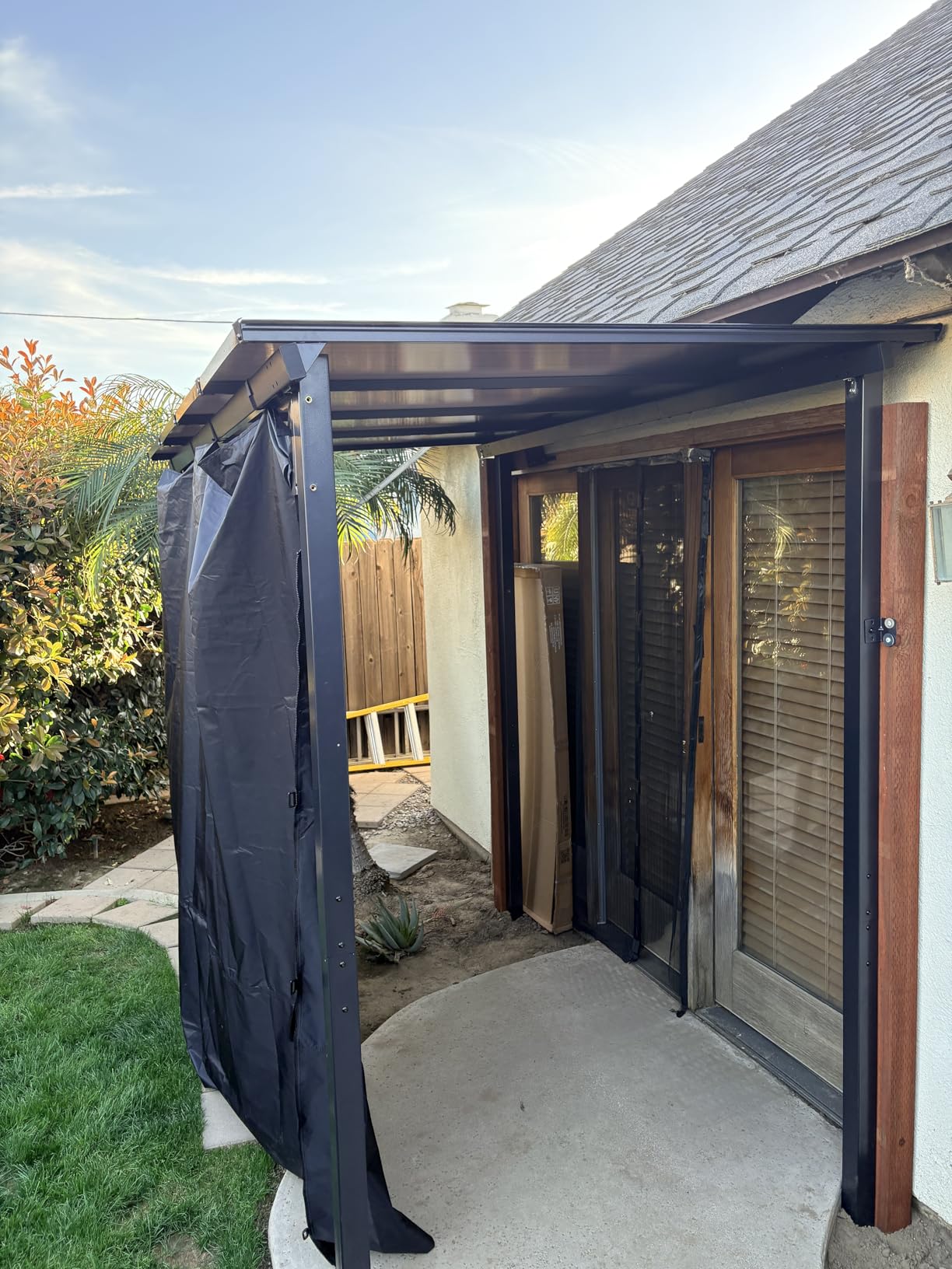 Aoxun 8'x 5' Premium Gazebo with Aluminum Top Frame & Polycarbonate Panel, Wall Mounted Gazebos Pergola, Outdoor Patio Lean to Gazebo customer photo 2