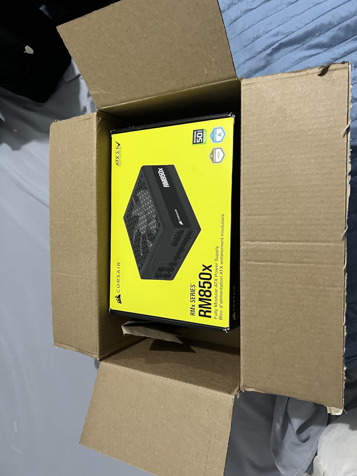 Corsair RM850x ATX 3.1 PCIe 5.1 Ready Fully Modular 850W Power Supply - Low-Noise, Cybenetics Gold Efficiency, Native 12V-2x6 Connector - Black customer photo 2