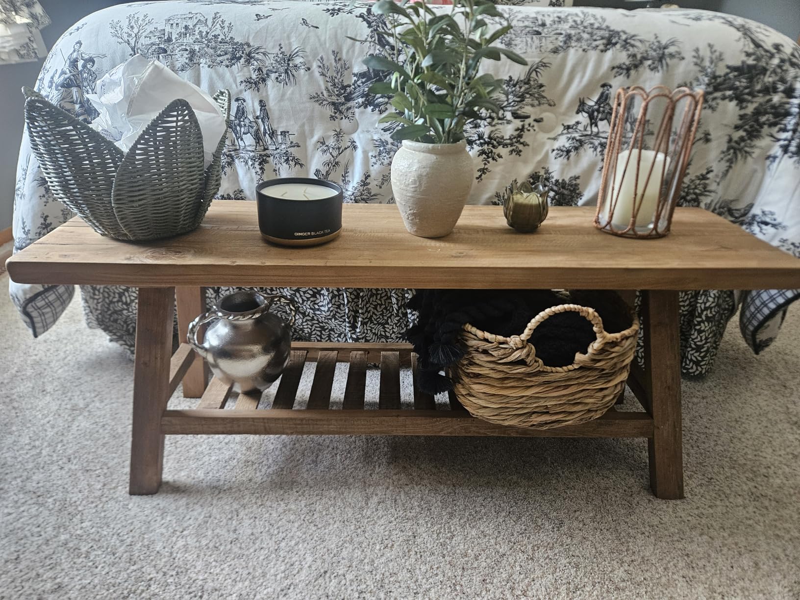 Reclaimed Solid Wood Bench-55 Inches Farmhouse Entryway Bench with Storage Shelf, Narrow Rustic Bench for Hallway, Kitchen, Bedroom customer photo 1