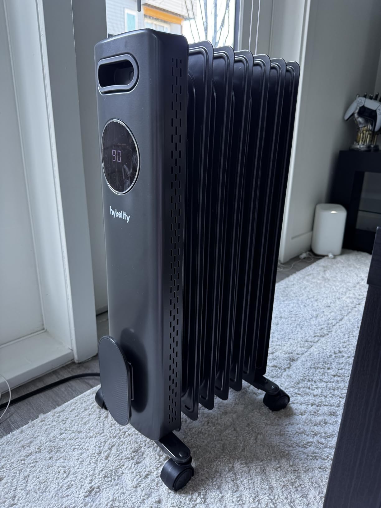 hykolity 1500W Oil Filled Radiator Heater with Remote, 24H On Off Timer, Digital Thermostat,4 Mode Electric Radiant Heater, ECO, ETL Overheat & Tip-Over Protection Indoor Space heater,Black customer photo 1