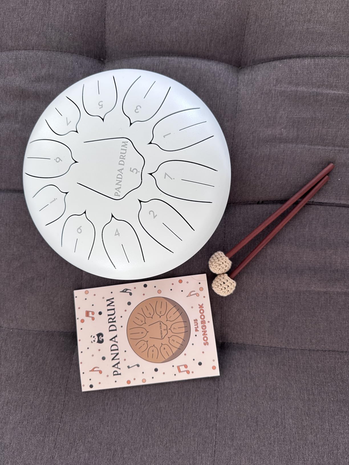 Plus (White) | Steel Tongue Handpan with Music Book, Mallets, Carrying Bag & Finger Picks | 11 inch, 432 Hz | Rain Drum for Inside & Outside | Calming Musical Instrument for Adults & Kids customer photo 1