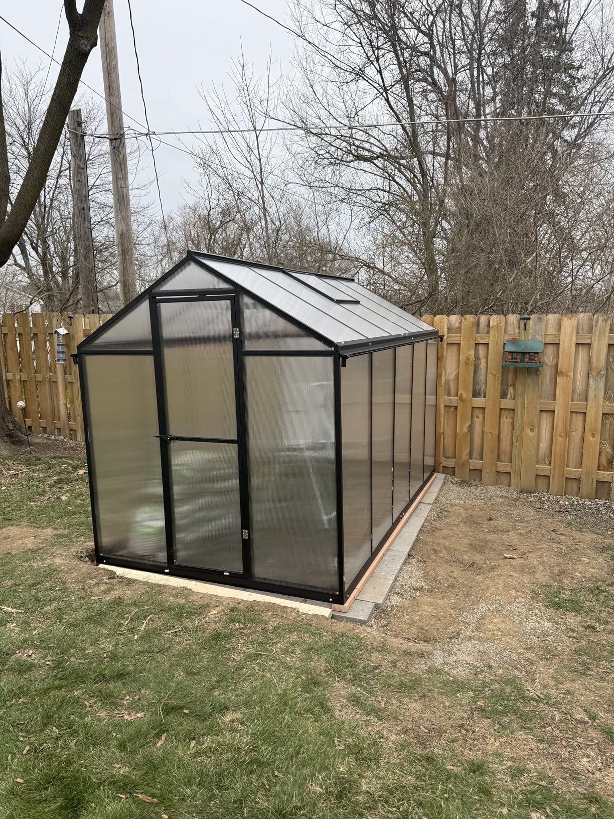 Aoodor 6 x 10 Ft Walk-in Greenhouse with Gutter, Polycarbonate and Heavy-Duty Aluminum Frame, Adjustment Skylight and Lockable 2-Sided Door for Patio, Outdoor, Yard, Lawn Use, Black customer photo 2