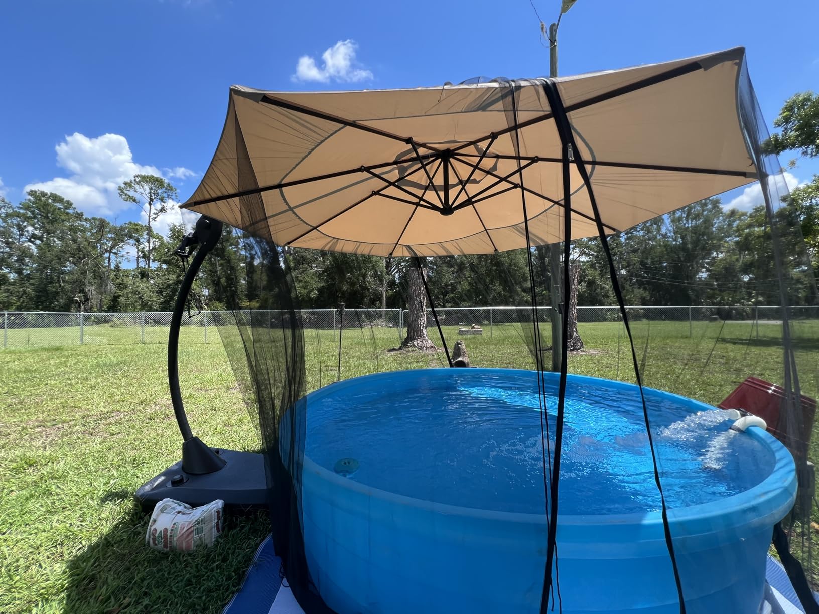 Grand patio 12 FT Sunbrella Cantilever Umbrella with Base Outdoor Aluminum Offset Umbrella with Tilt Adjustment (Flax, 12 FT-SUNBRELLA) customer photo 1