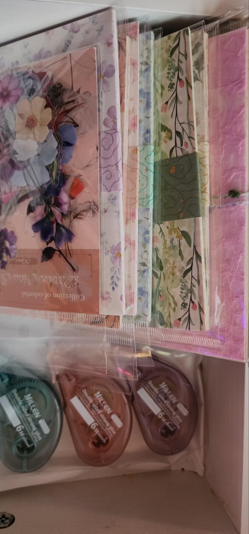 Flartmo Scrapbook Supplies Kit with 246 Sheets Textured & Floral Scrapbook Paper, 50 Pcs Flower Scrapbook Sticker & 3 Rolls Double-Sided Tape for Scrapbooking, Junk Journal, Card Making, Embellishment customer photo 1