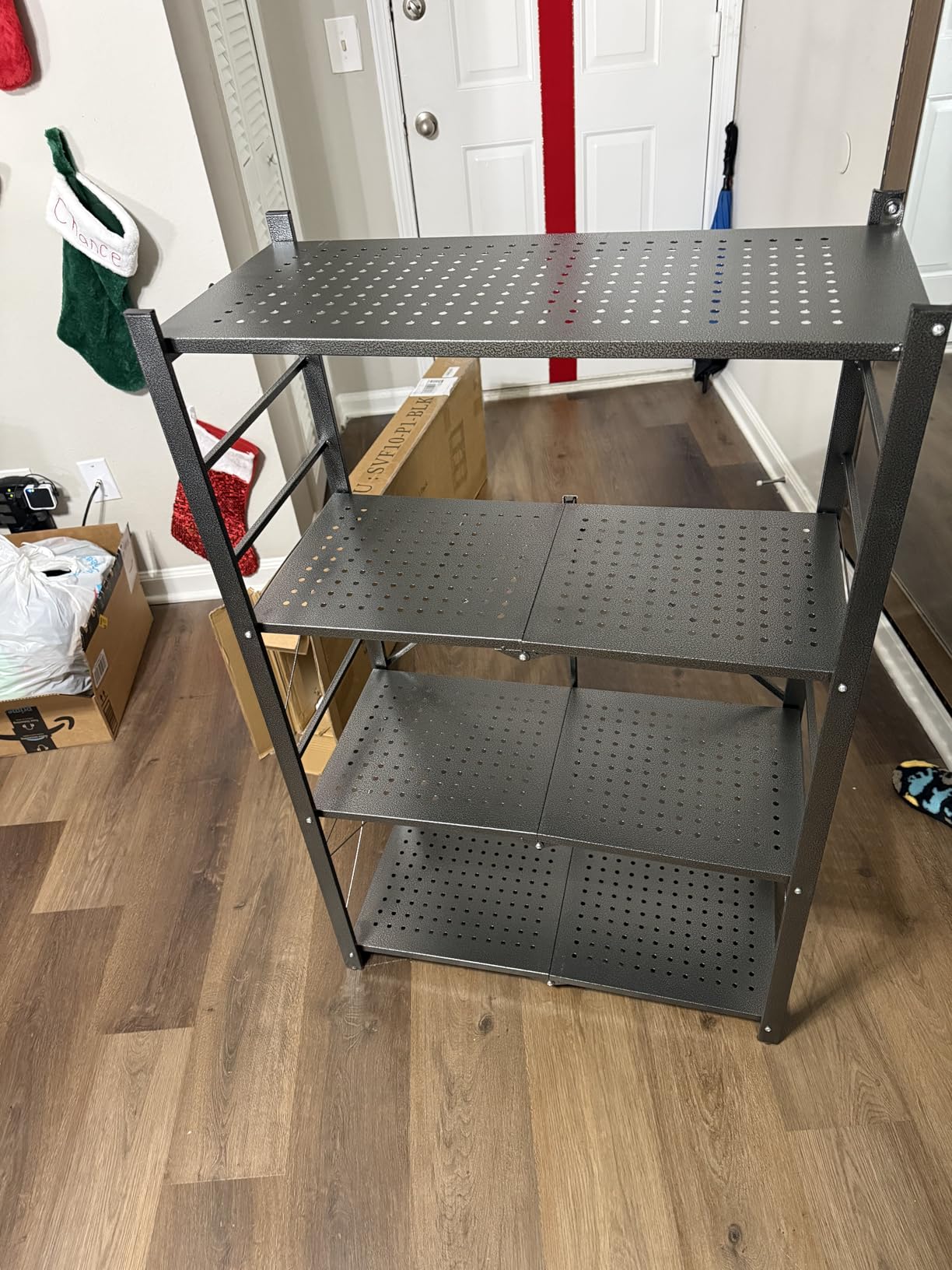 EAGLE PEAK 4-Tier Foldable Greenhouse Shelf, Heavy Duty Metal Storage Rack, No Assembly Steel Shelving Unit, Plant Stand for Greenhouse and Multi-Use Storage, 28