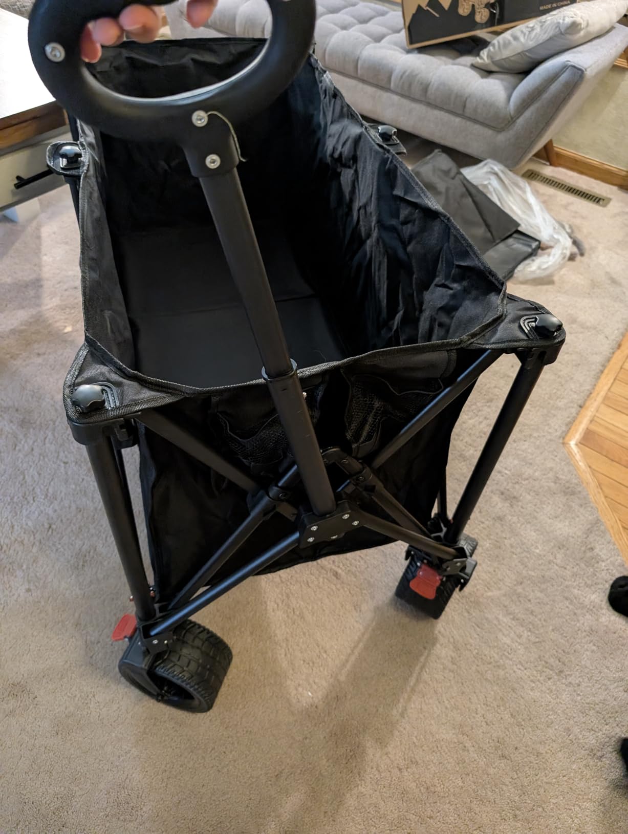 Collapsible Wagon Carts Foldable 570LBS Beach Wagon with Big All-Terrain Wheels Weight Capacity Heavy Duty Utility Carts with Cup Holders for Garden, Camping, Grocery, Sports Black customer photo 2