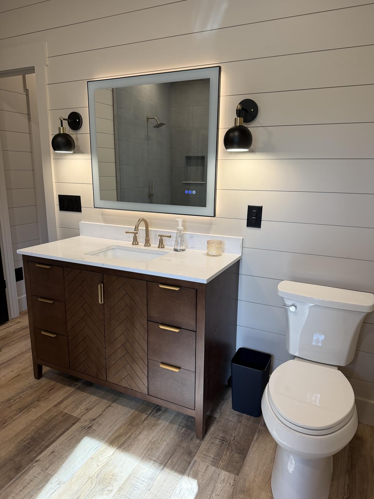 60 Inch Bathroom Vanity Double Sink, Fully Assembled Solid Wood Frame Double Sink Bathroom Vanity with Soft Closing Doors & Full Extension Dovetail Drawers, Quartz Top, Steel Blue customer photo 2