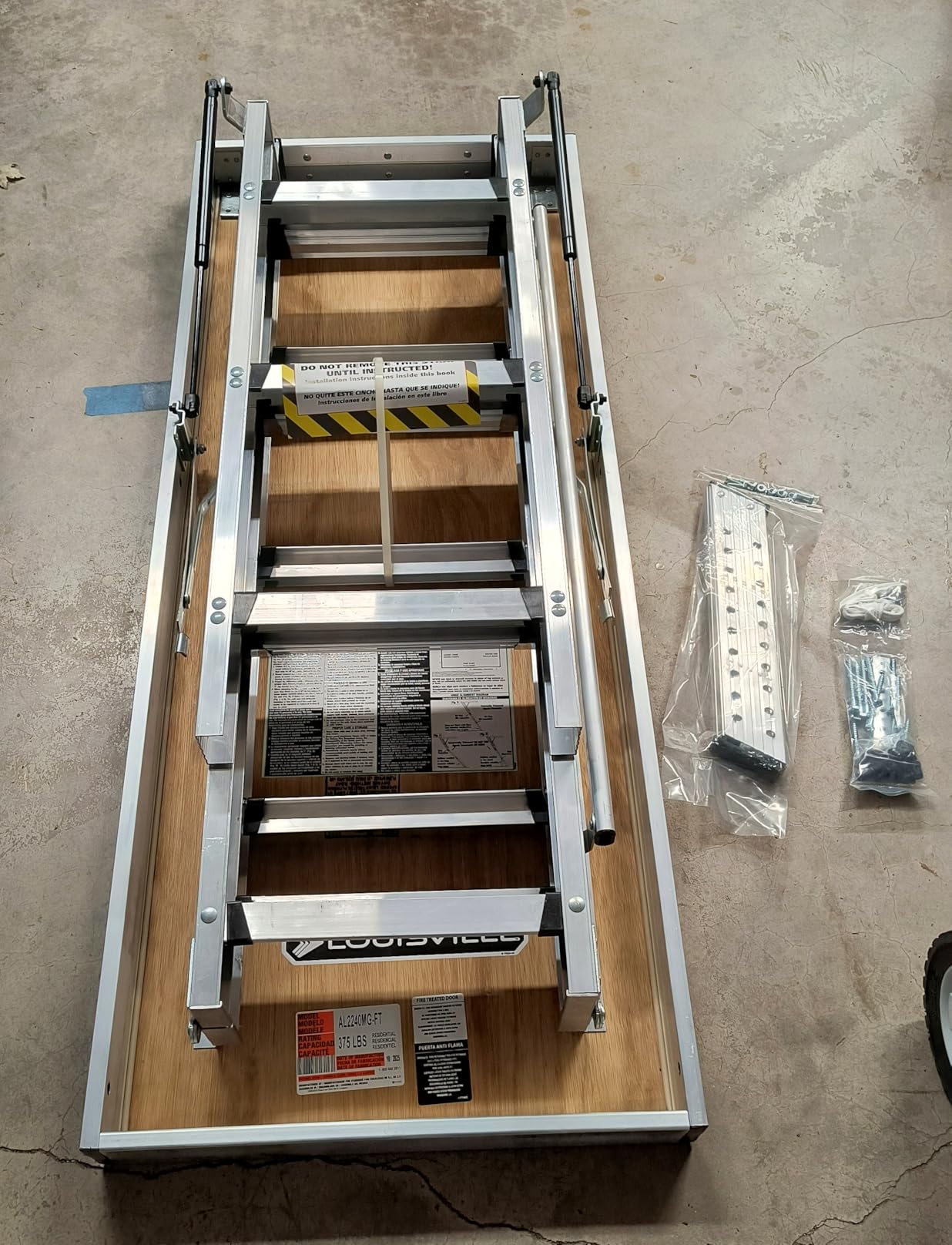 Louisville Ladder 7.8-10.3-Foot Fire Rated Door Aluminium Attic Ladder 22.5