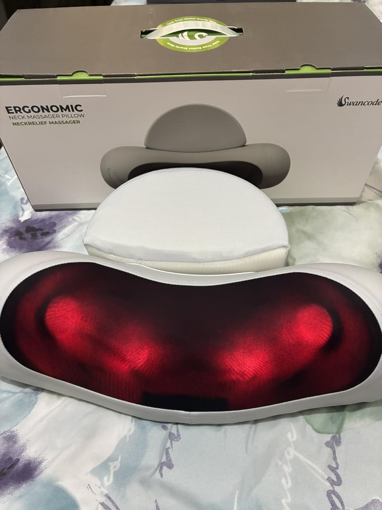 Upgraded 3-in-1 Neck Massager Pillow with Heat, Portable Cordless Neck Massager for Pain Relief Deep Tissue, Rechargeable Pillow Massager for Neck & Shoulder Relaxation at Home/Office/Travel customer photo 2