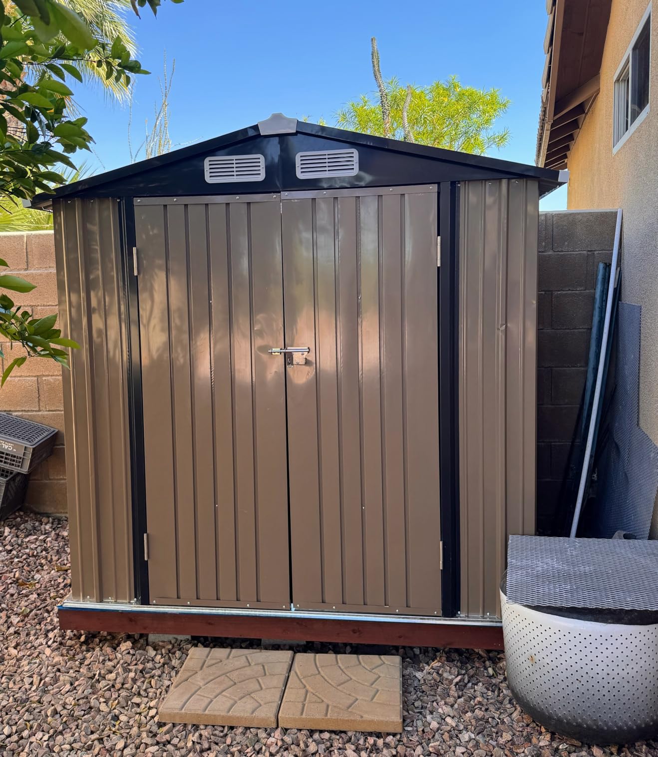 Aoxun 6'x4' Outdoor Metal Storage Shed with Lockable Door - Ideal for Tools, Garden Equipment & Bikes, Perfect for Patio Placement customer photo 2