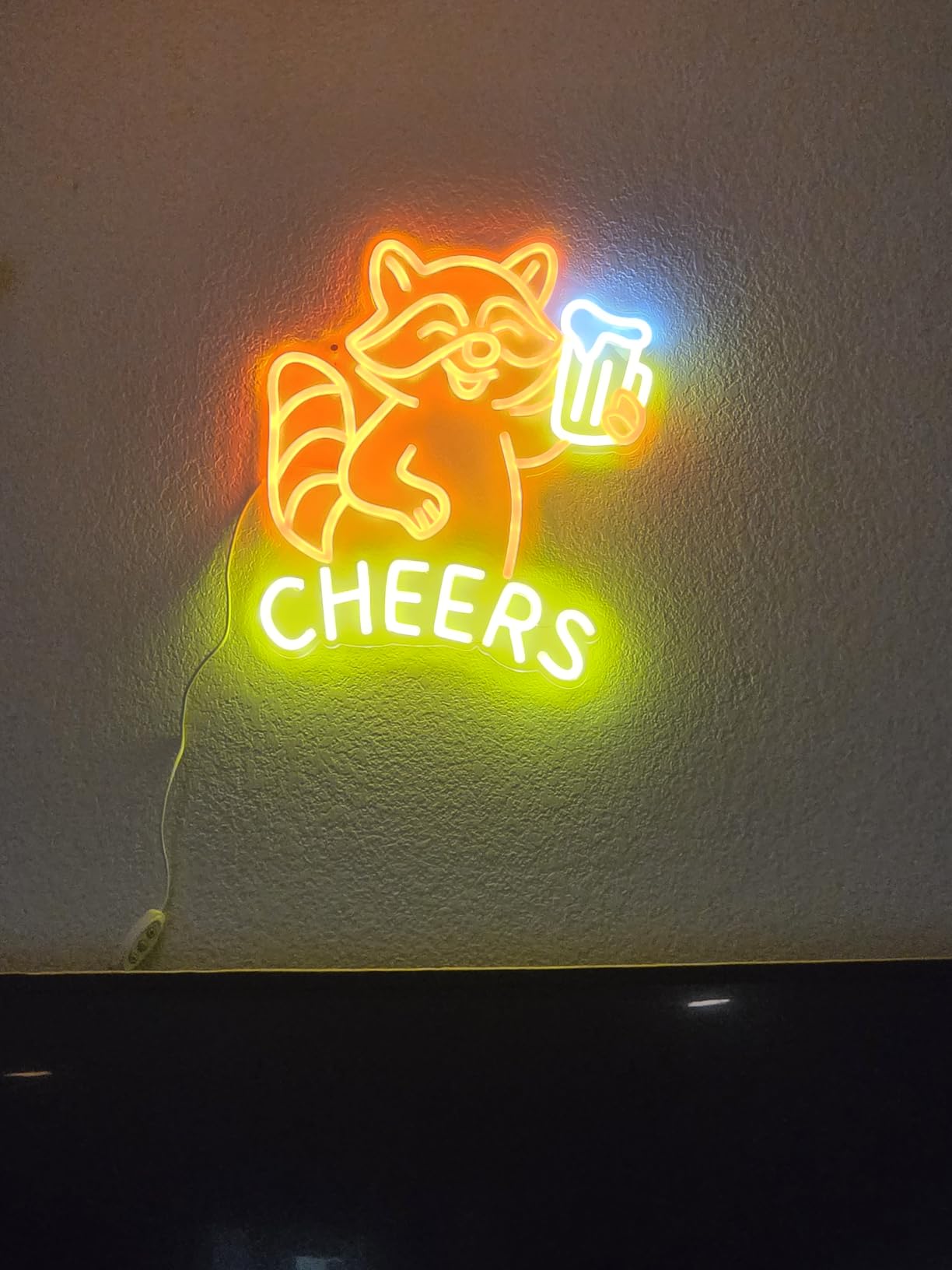Raccoon Beer Neon Sign, Fun Animal LED Light for Bar Wall Decor, Dimmable Neon Sign for Man Cave, Bedroom, Game Room, or Home Bar, 15 x 13 inch customer photo 1