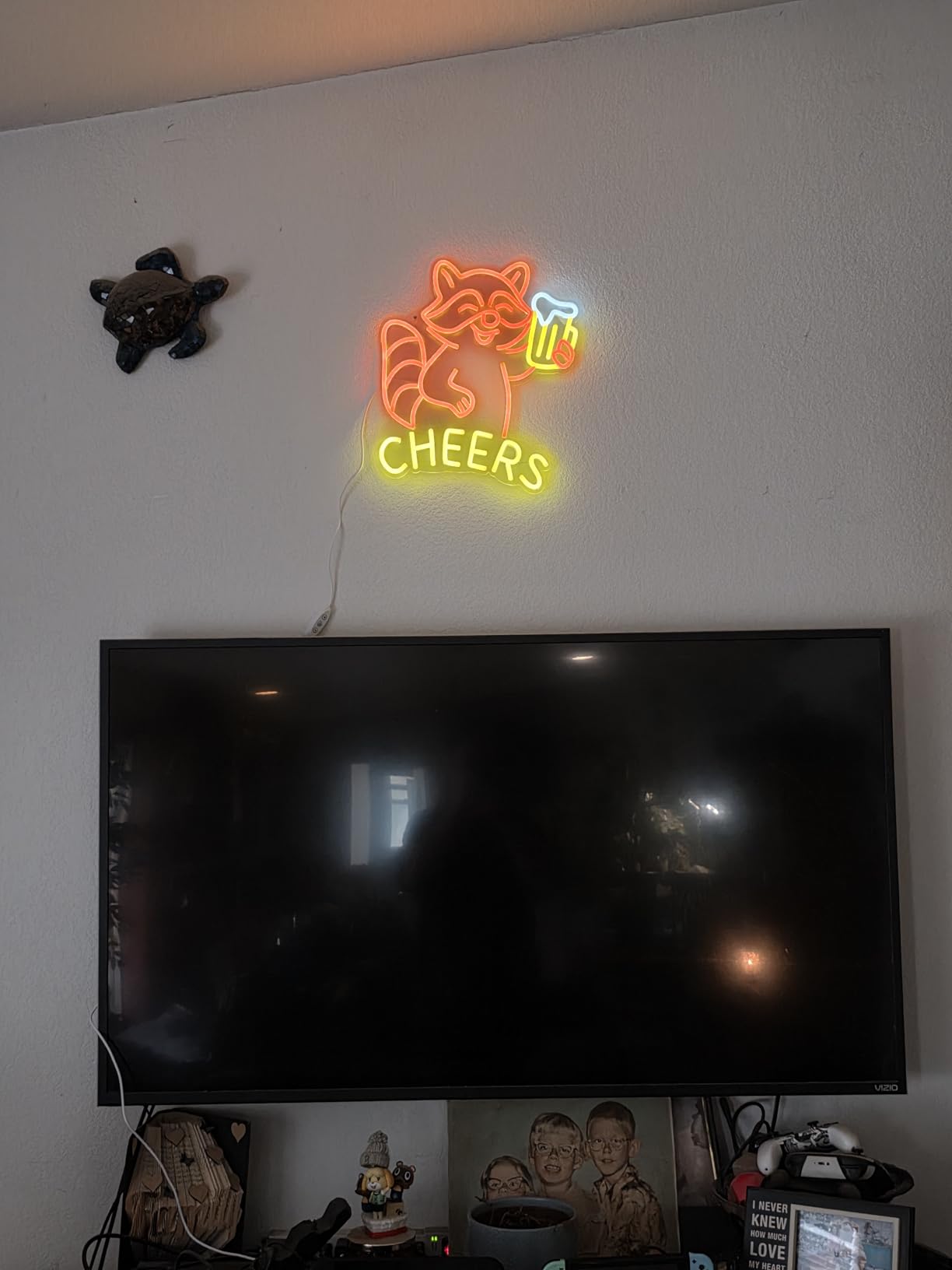Raccoon Beer Neon Sign, Fun Animal LED Light for Bar Wall Decor, Dimmable Neon Sign for Man Cave, Bedroom, Game Room, or Home Bar, 15 x 13 inch customer photo 2