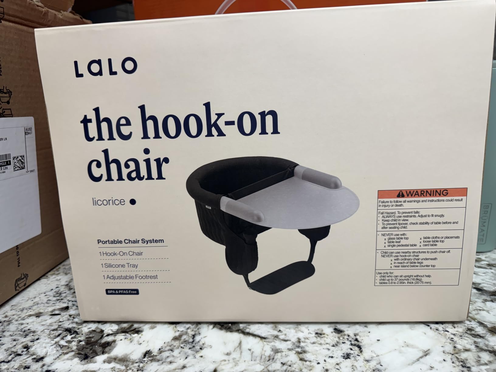 Lalo - The Hook-On Chair with Tray and Footrest - Portable High Chair for Babies and Toddlers up to 37lbs - Compact, Easy-to-Use Design - Fits Tables 0.8'' to 3.5'' Thick - Travel Bag Included customer photo 1