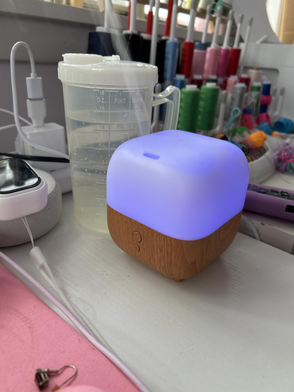InnoGear 150ml Essential Oil Diffuser, 5-in-1 Diffusers for Home Scent 8 LED Color Aromatherapy Diffuser Air Desk Mini Humidifier Small Vaporizer Aroma Diffuser for Computer Laptop Office, Medium customer photo 2
