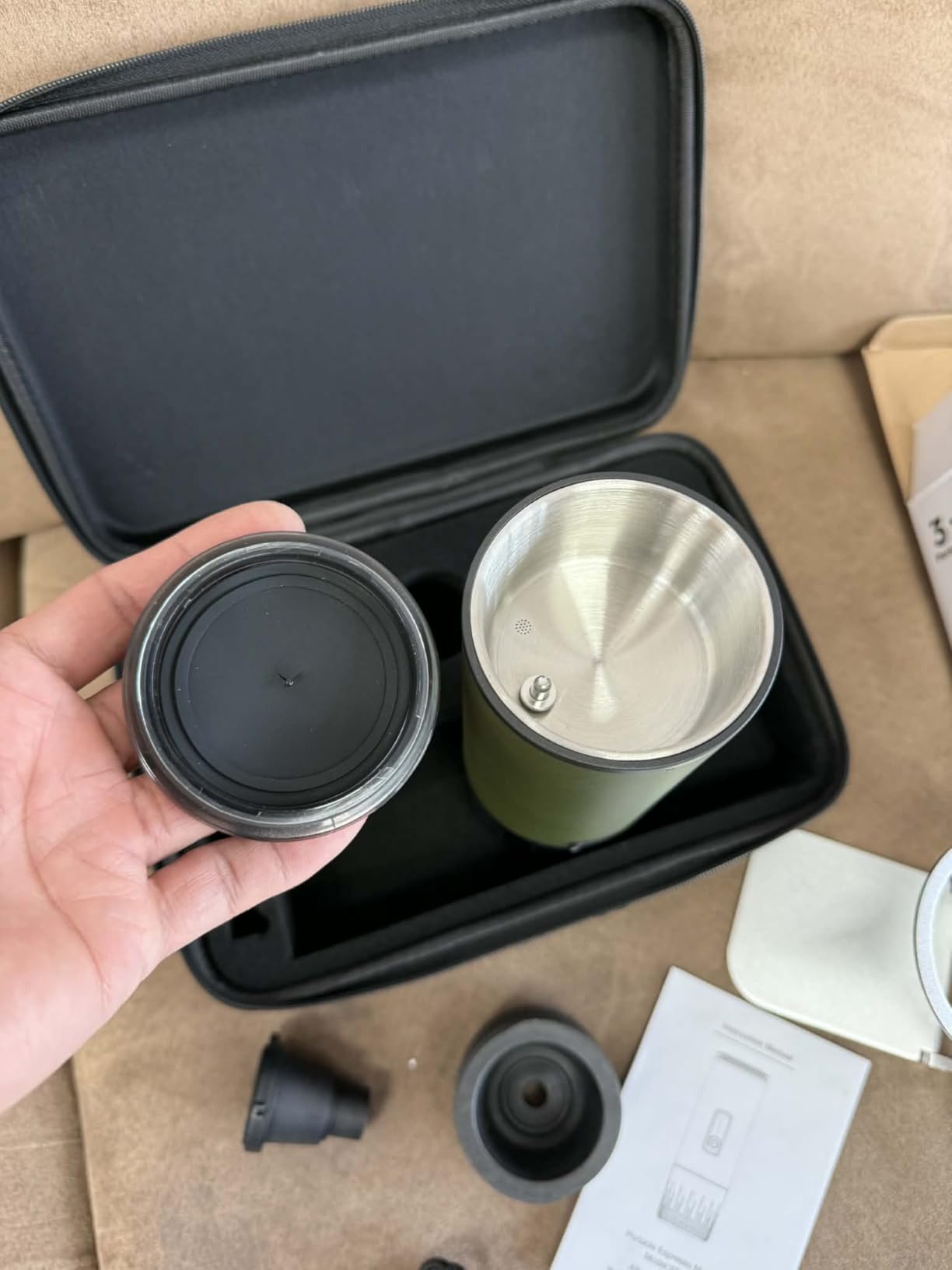Portable Espresso Maker, 3 in 1 Coffee Maker Set with Carrying Bag and Coffee Stand, Coffee Machine Works with Ground Coffee & Capsule Pod, Self-Heating Brewer with USB-C for Travel, Hiking, Office customer photo 2