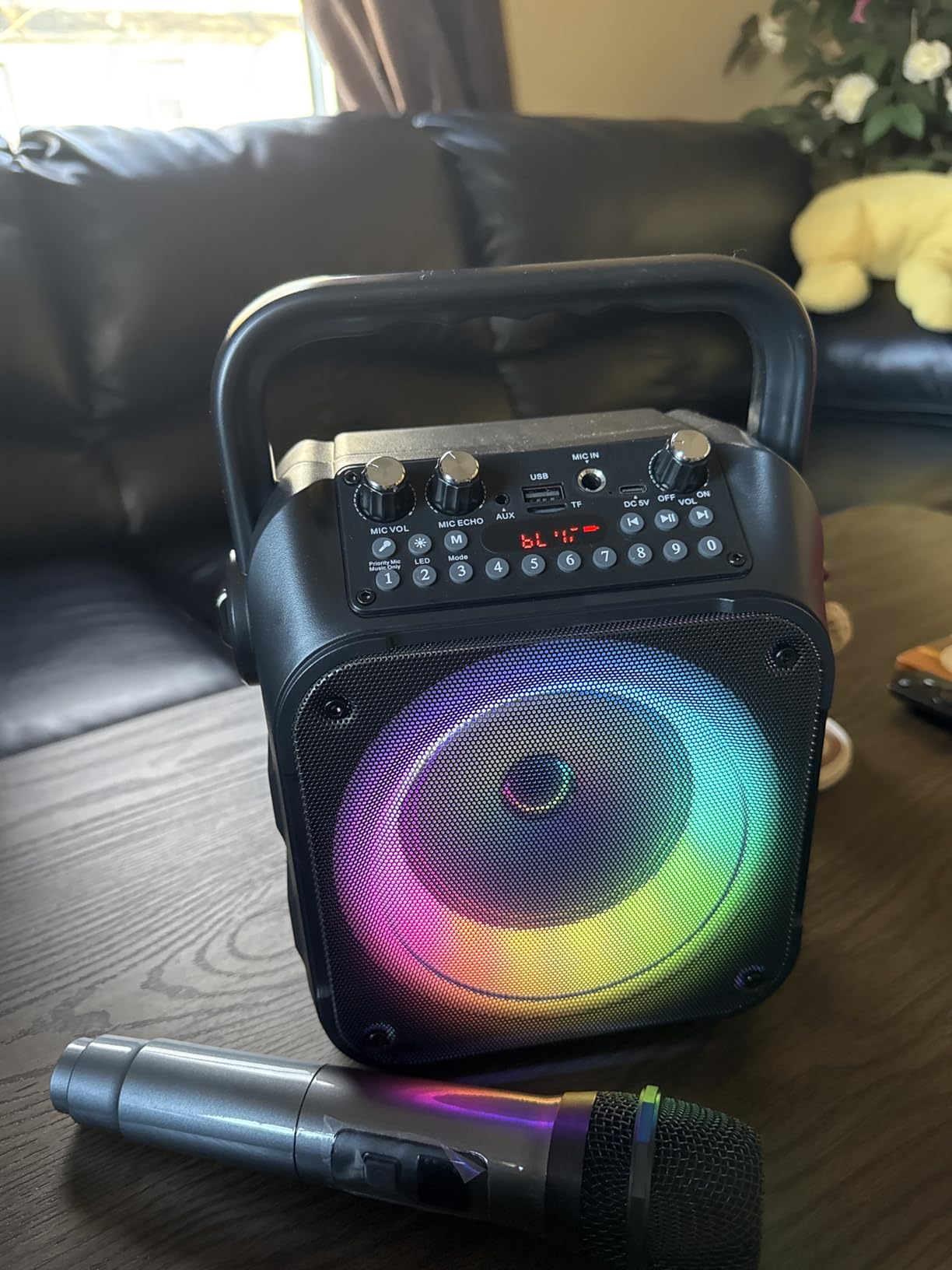 Karaoke Machine, Portable Bluetooth Speaker with 3 Wireless Microphones for Adults & Kids with Lights, Karaoke Microphone with PA System Supports USB/TF/FM/AUX customer photo 1