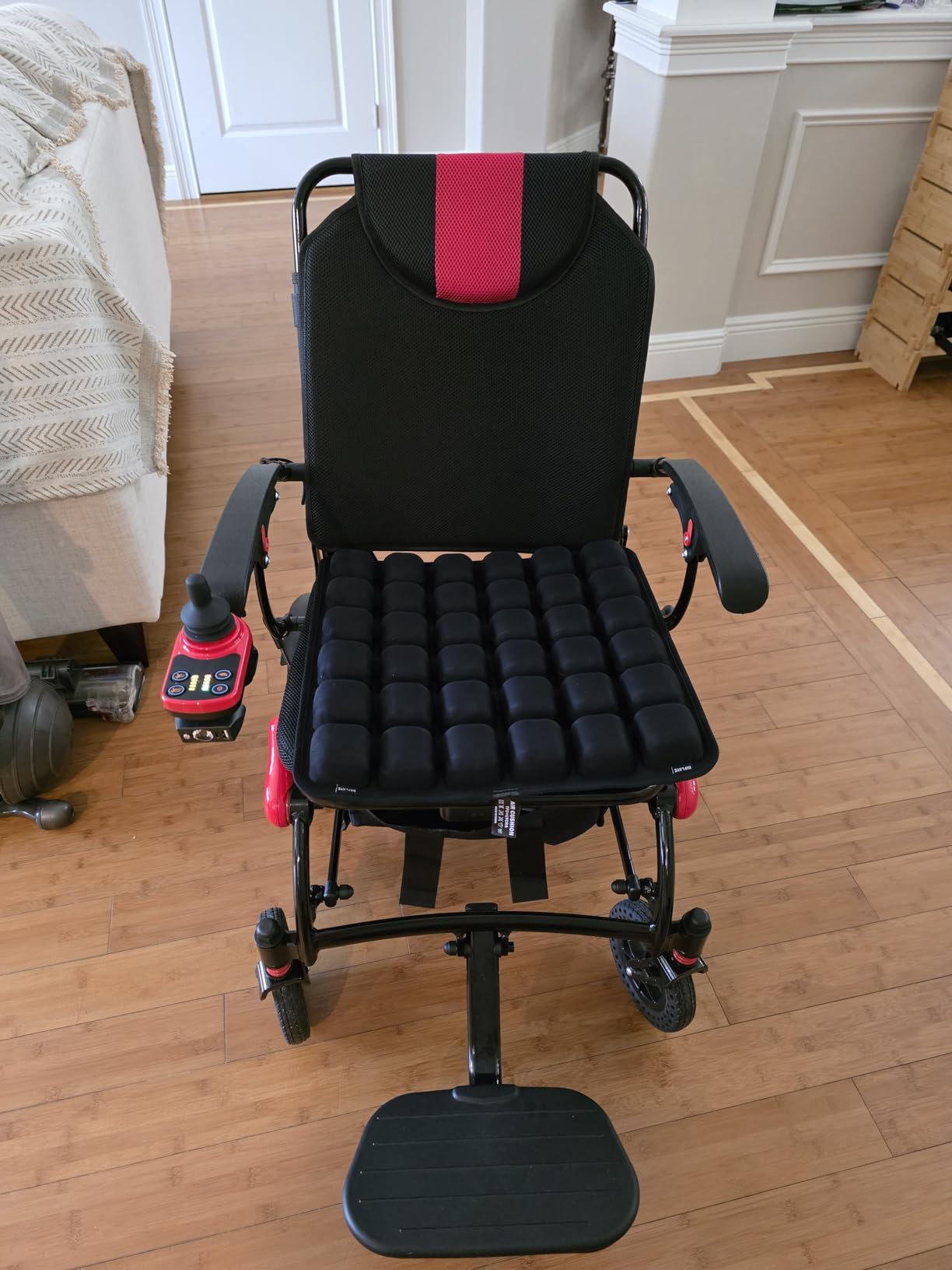 Electric Wheelchairs for Adults Foldable 36LBS Lightweight, 15 Miles Travel Range& Max Support 350 LBS, 500W Brushless Motors Power Motorized for Seniors& LED Light& Airline Approval-Red Style customer photo 1