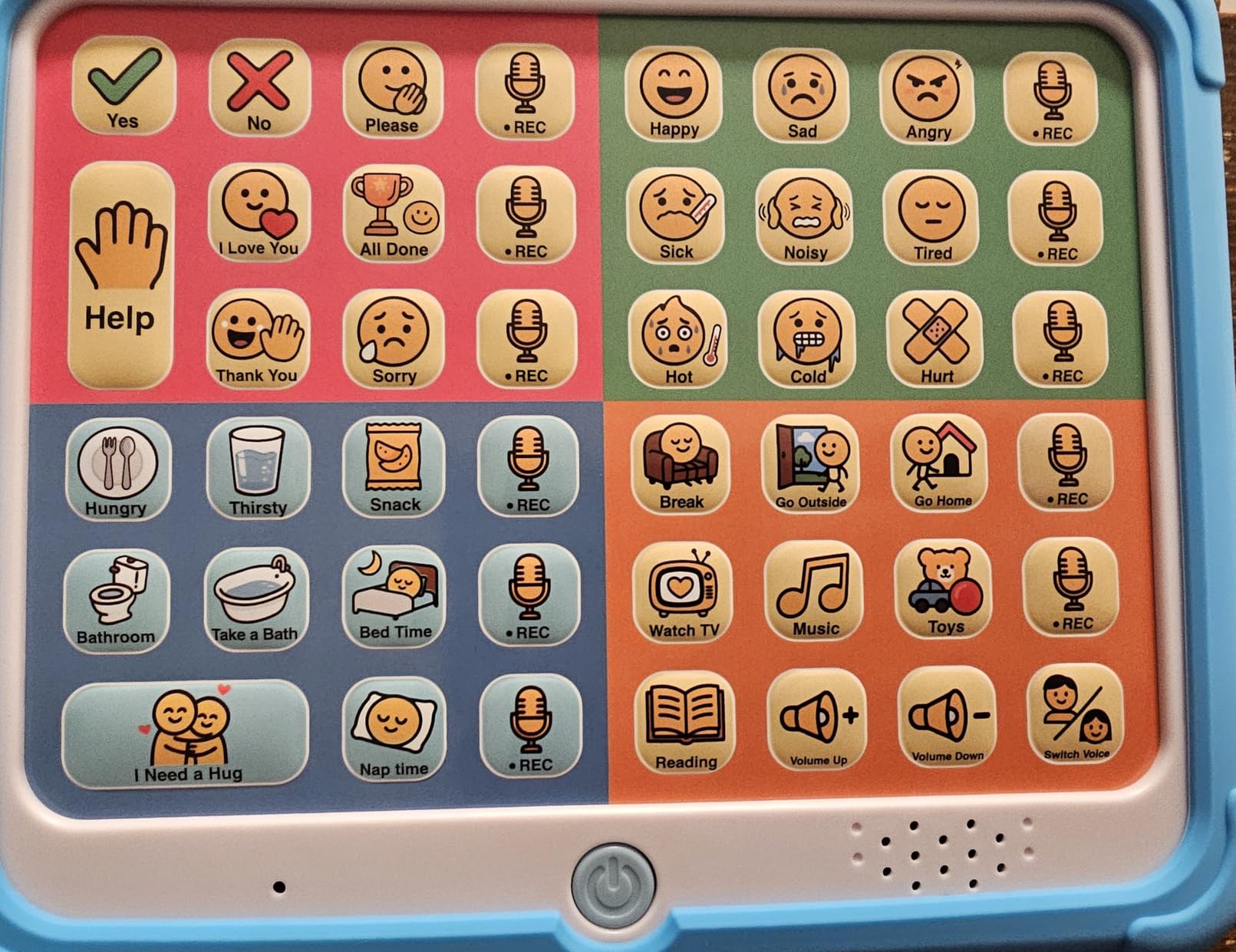 MibbyTalk AAC Device for Autism & Nonverbal Kids and Adults, Communication Tool for Home & School Use and Speech Therapy - 32 Preset Buttons, 11 Recording Buttons with Stickers, Silicone Case, Blue customer photo 2