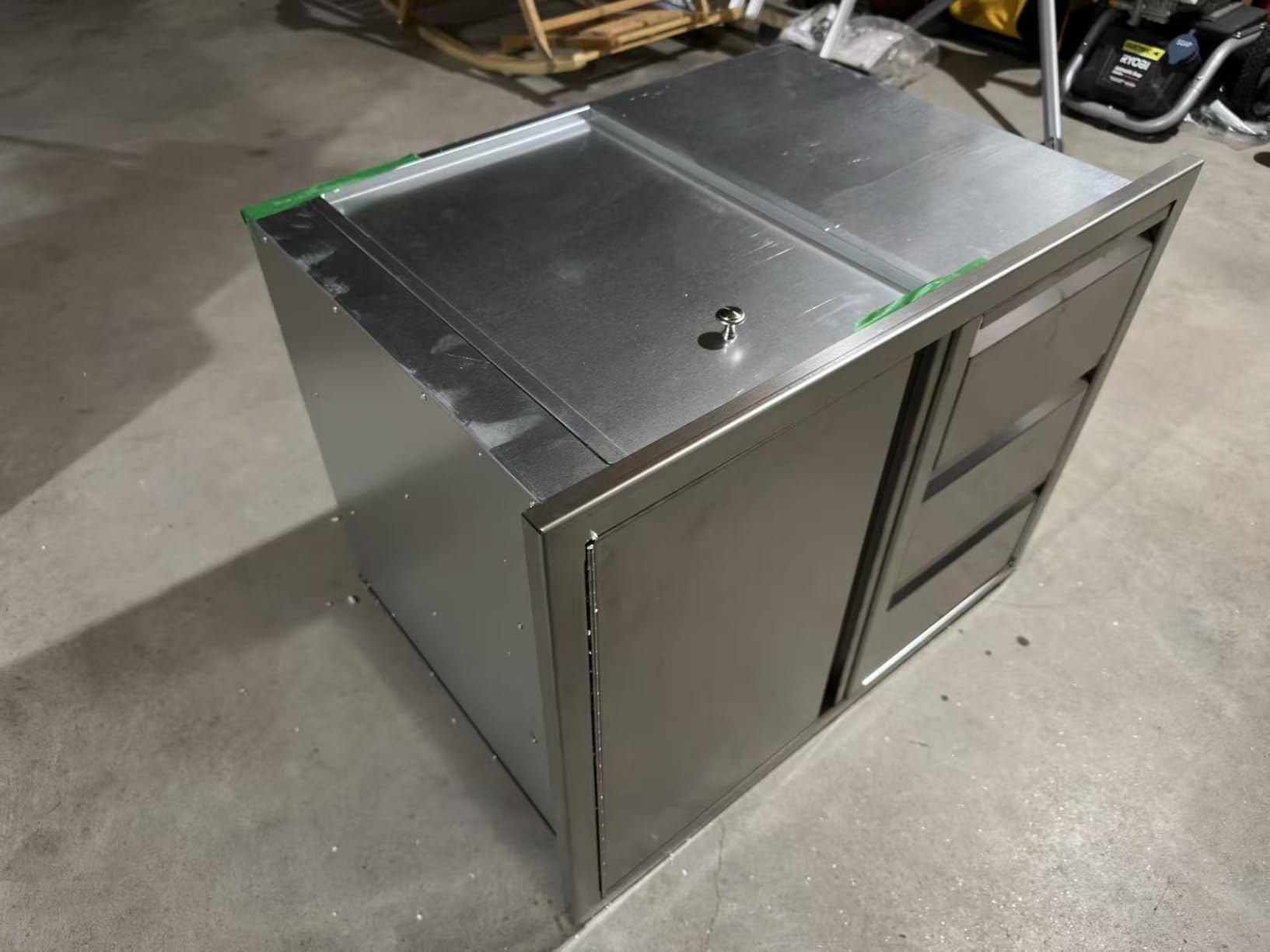 Outdoor Kitchen Drawer Combo Cabinet, Stainless Steel Triple Drawers with Integrated Access Door customer photo 2