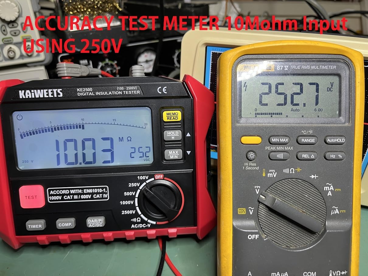 KAIWEETS Insulation Resistance Tester KE2500, Up to 200GOhm, 100V/250V/500V/1000V/2500V, One-Touch DAR/PI for HVAC, Motors, Solar customer photo 1