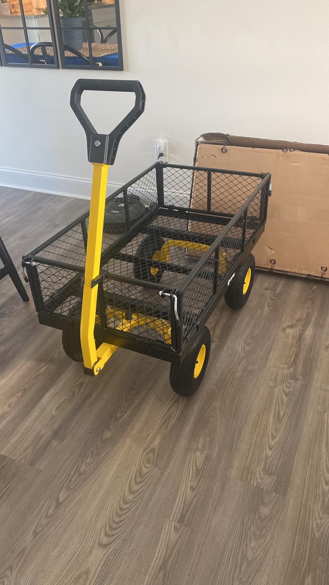 Sekey 1000lbs Heavy Duty Steel Garden Cart for Yard & Farm, Utility Wagon with Removable Sides (Convert to Flatbed), 10