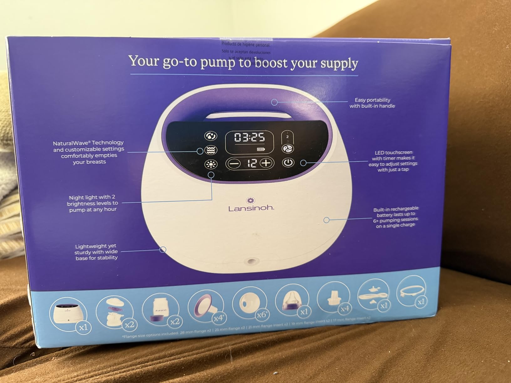 Lansinoh NaturalWave Double Electric Breast Pump White/Purple | Hospital-Grade Suction with 12 Levels, 5 Flange Sizes & Baby-Mimicking Motion | Breastfeeding Essentials for Pumping Moms customer photo 1