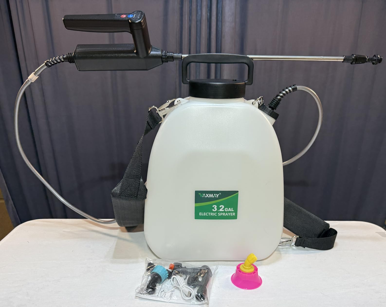 VAXMAY Battery Powered Sprayer 2.6 Gallon, Backpack Sprayer with 3 Adjustable Forces, Battery Indicator, 5 Mist Nozzles, 41