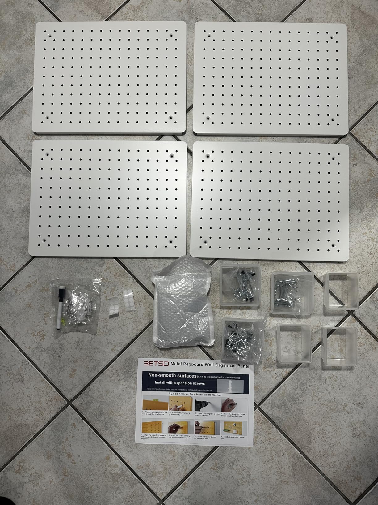 6 Pack Metal Pegboard Panels with Hooks, Wall Organizer for Garage, Kitchen, Office - 16×12 Inch White customer photo 1