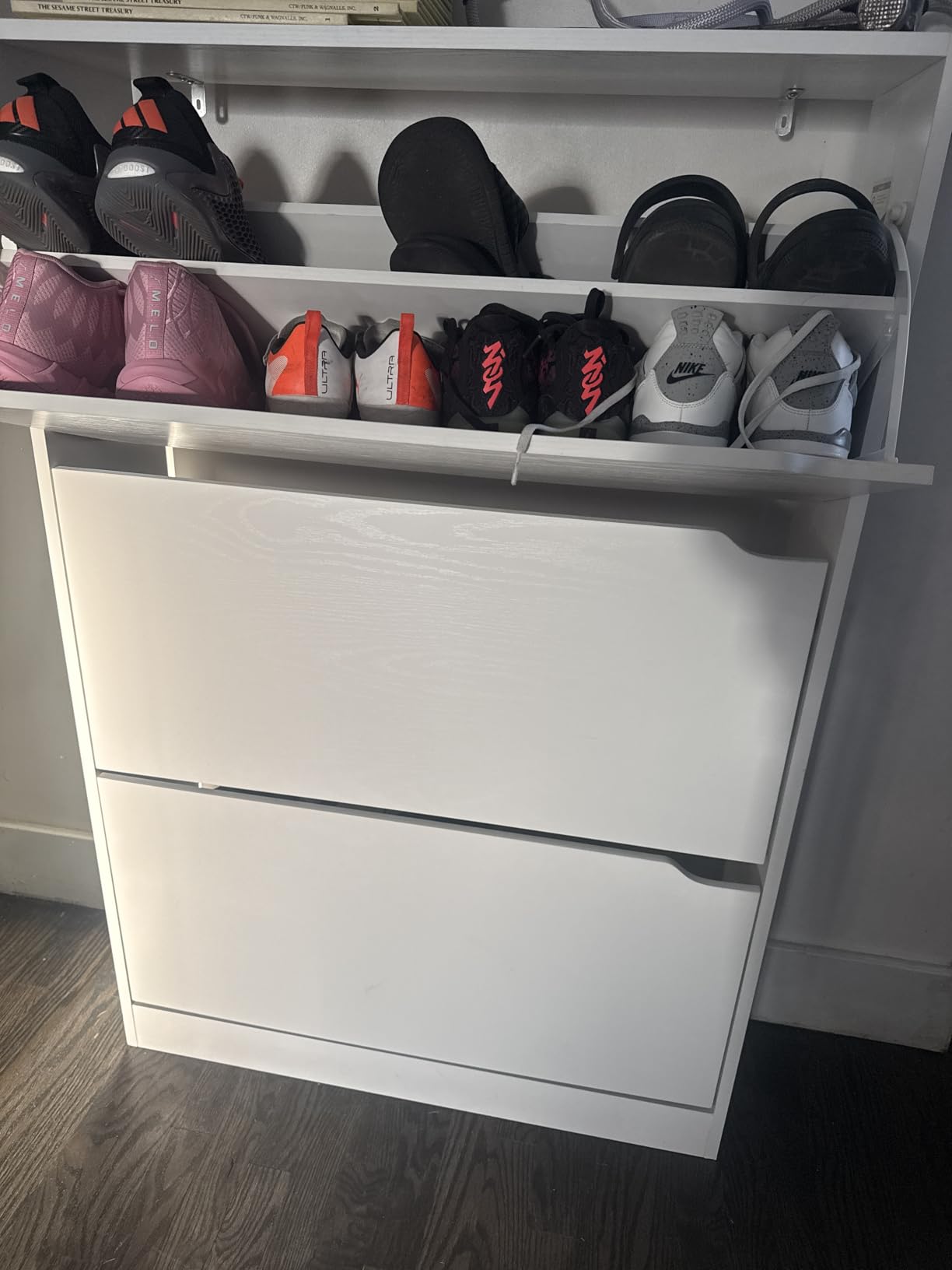 Shoe Cabinet with Bench and 3 Flip Drawers, Slim Narrow Shoe Storage Cabinet, Freestanding Shoe Rack Organizer with Adjustable & Removable Shelves, Anti-Tip for Entryway, Hallway, Foyer customer photo 1