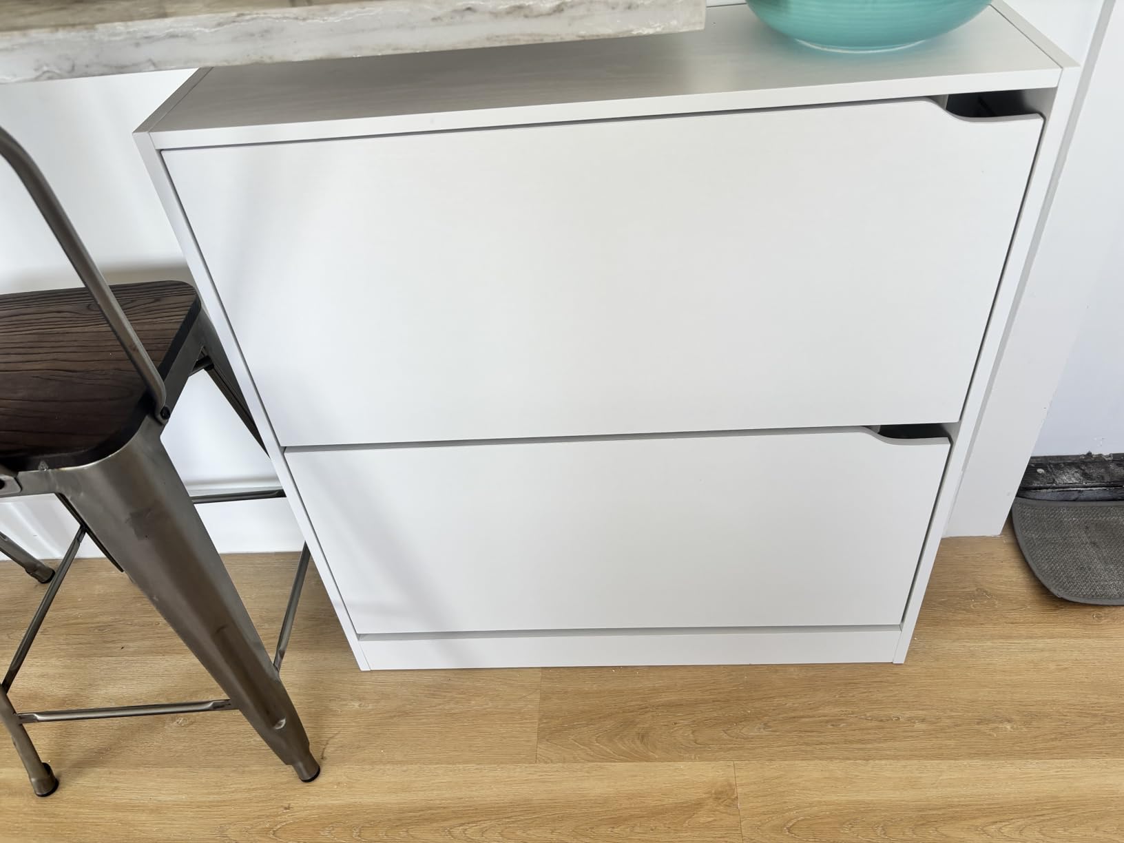 Shoe Cabinet with Bench and 3 Flip Drawers, Slim Narrow Shoe Storage Cabinet, Freestanding Shoe Rack Organizer with Adjustable & Removable Shelves, Anti-Tip for Entryway, Hallway, Foyer customer photo 2
